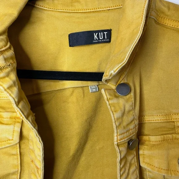 Kut from the Kloth Yellow Jean Jacket Cropped Style - Picture 2 of 5